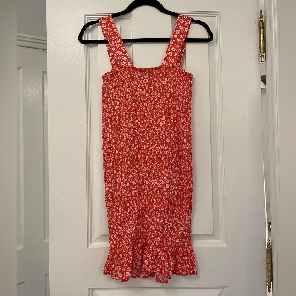 Aqua Smocked Floral Ruffle Mini Dress
